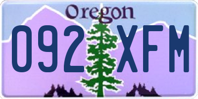OR license plate 092XFM