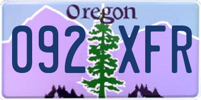 OR license plate 092XFR