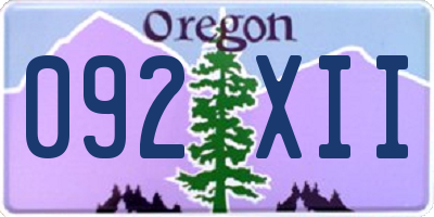 OR license plate 092XII