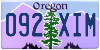 OR license plate 092XIM