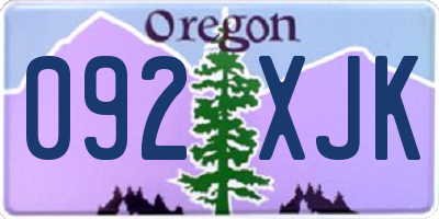 OR license plate 092XJK