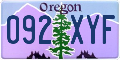 OR license plate 092XYF