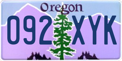OR license plate 092XYK