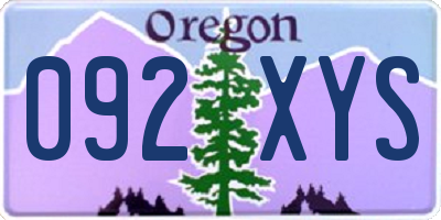 OR license plate 092XYS