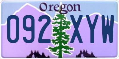 OR license plate 092XYW