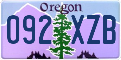 OR license plate 092XZB