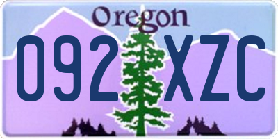OR license plate 092XZC