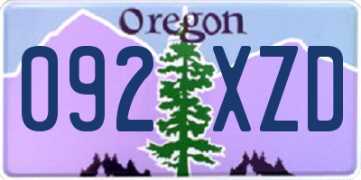 OR license plate 092XZD