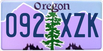 OR license plate 092XZK