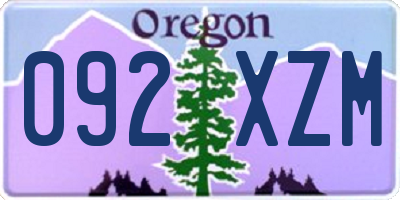 OR license plate 092XZM