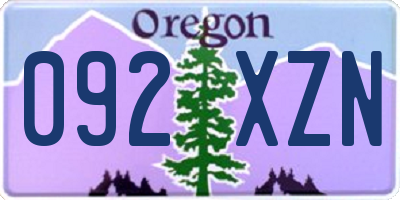 OR license plate 092XZN