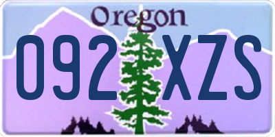 OR license plate 092XZS