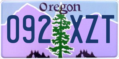 OR license plate 092XZT