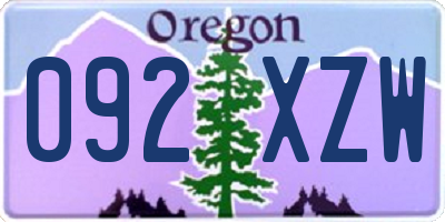 OR license plate 092XZW