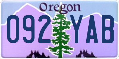 OR license plate 092YAB