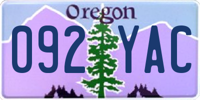OR license plate 092YAC