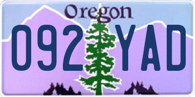 OR license plate 092YAD