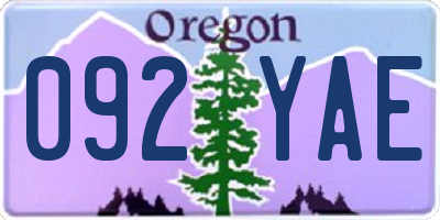 OR license plate 092YAE