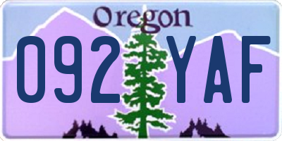 OR license plate 092YAF
