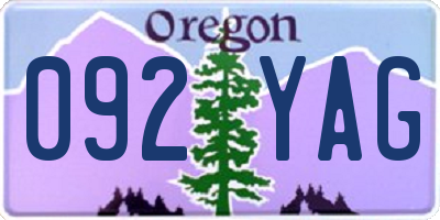 OR license plate 092YAG