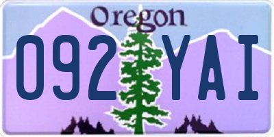 OR license plate 092YAI