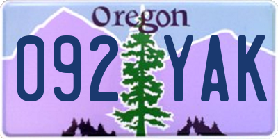 OR license plate 092YAK