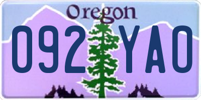 OR license plate 092YAO
