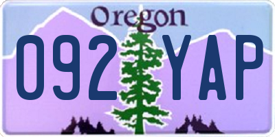OR license plate 092YAP