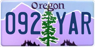 OR license plate 092YAR