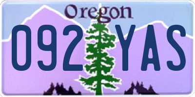 OR license plate 092YAS