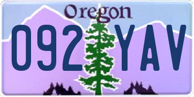 OR license plate 092YAV