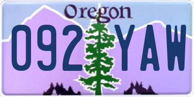 OR license plate 092YAW