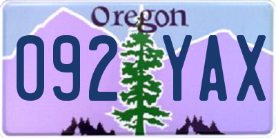 OR license plate 092YAX