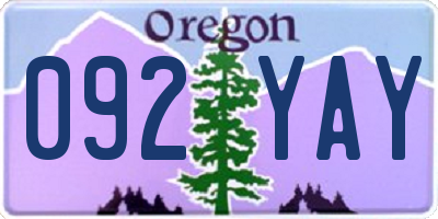 OR license plate 092YAY