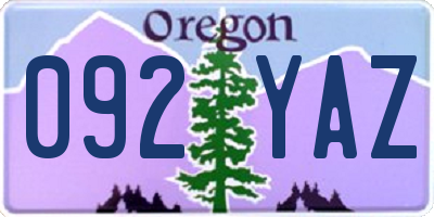 OR license plate 092YAZ