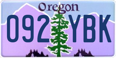 OR license plate 092YBK
