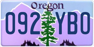 OR license plate 092YBO