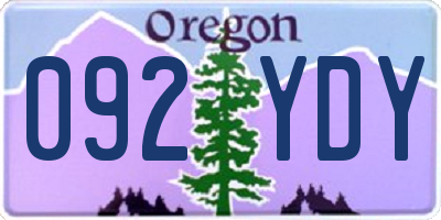 OR license plate 092YDY