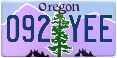 OR license plate 092YEE