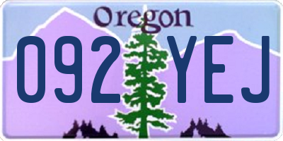 OR license plate 092YEJ