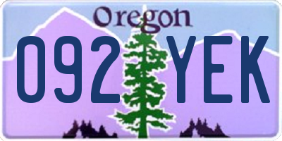 OR license plate 092YEK