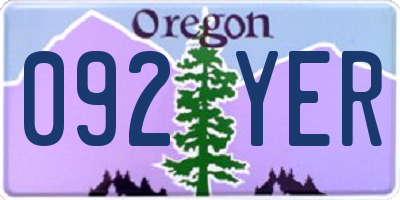 OR license plate 092YER