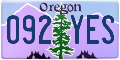 OR license plate 092YES