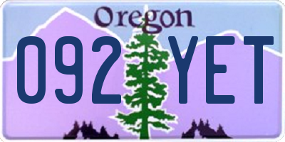 OR license plate 092YET