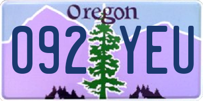 OR license plate 092YEU