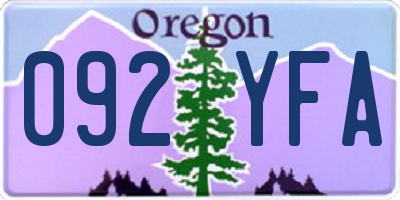OR license plate 092YFA