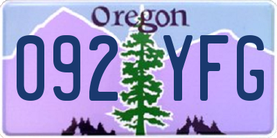 OR license plate 092YFG