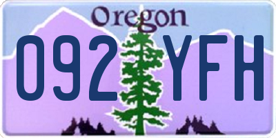 OR license plate 092YFH