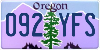 OR license plate 092YFS