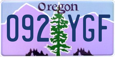 OR license plate 092YGF